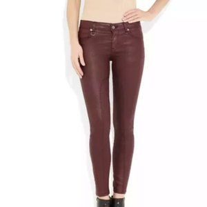 Burberry Brit Pilton Coated Skinny Oxblood Jeans Pants Size 27
